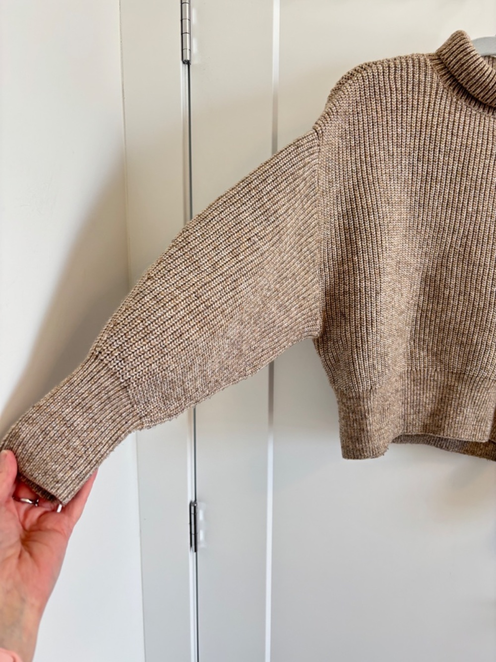 H&M Brown Marled Ribbed Wool Blend Sweater Size Small - Picture 3 of 7